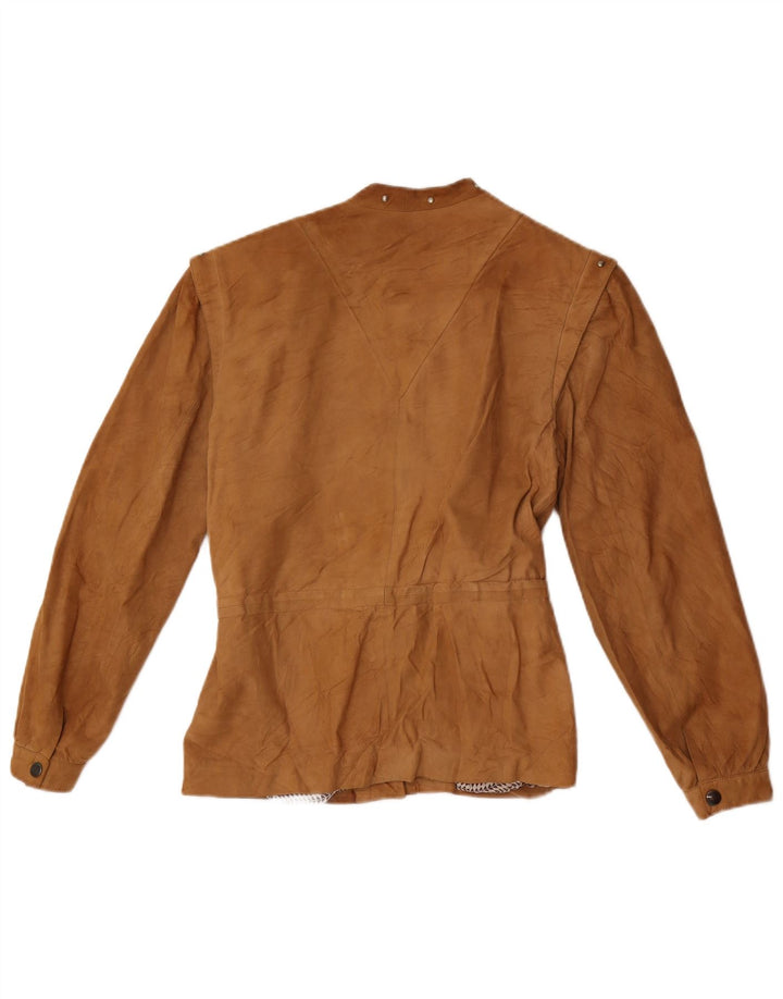 Vintage Dame Ruskind Bomber Jacket IT 42 Medium Beige Læder