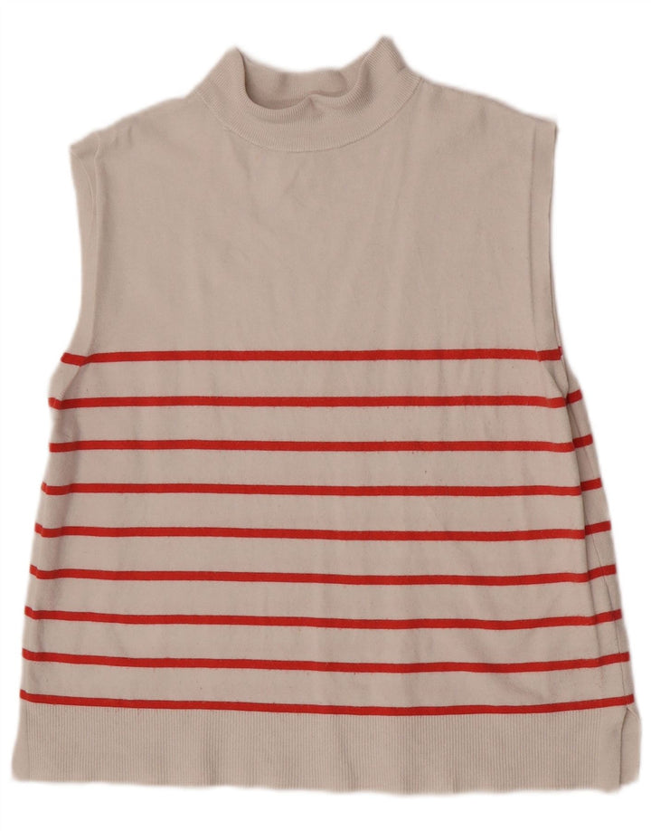 Marks & Spencer Damevest Top UK 14 Medium Beige Stribet Viscose
