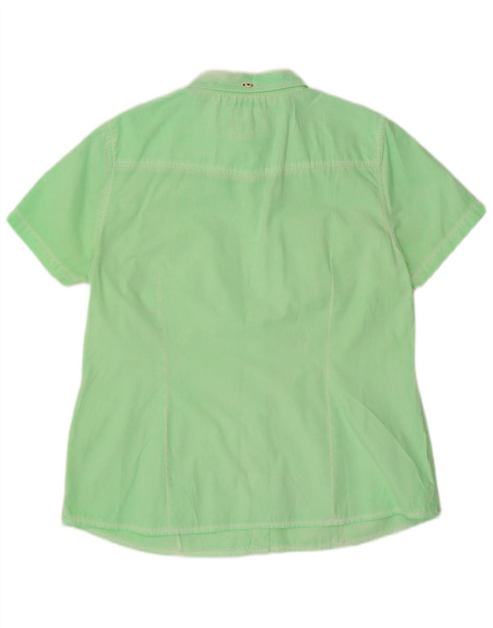 Peckott Womens Heritage kortærmet skjorte IT 44 Medium Green Cotton