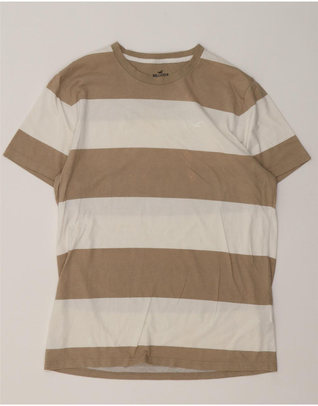 Hollister herre T-shirt top mellem brun stribet bomuld