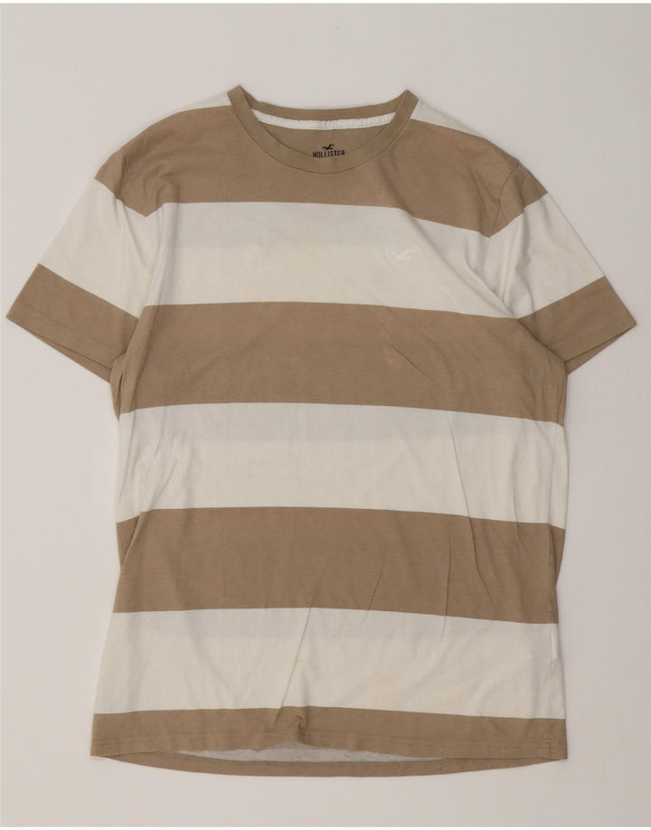 Hollister herre T-shirt top mellem brun stribet bomuld