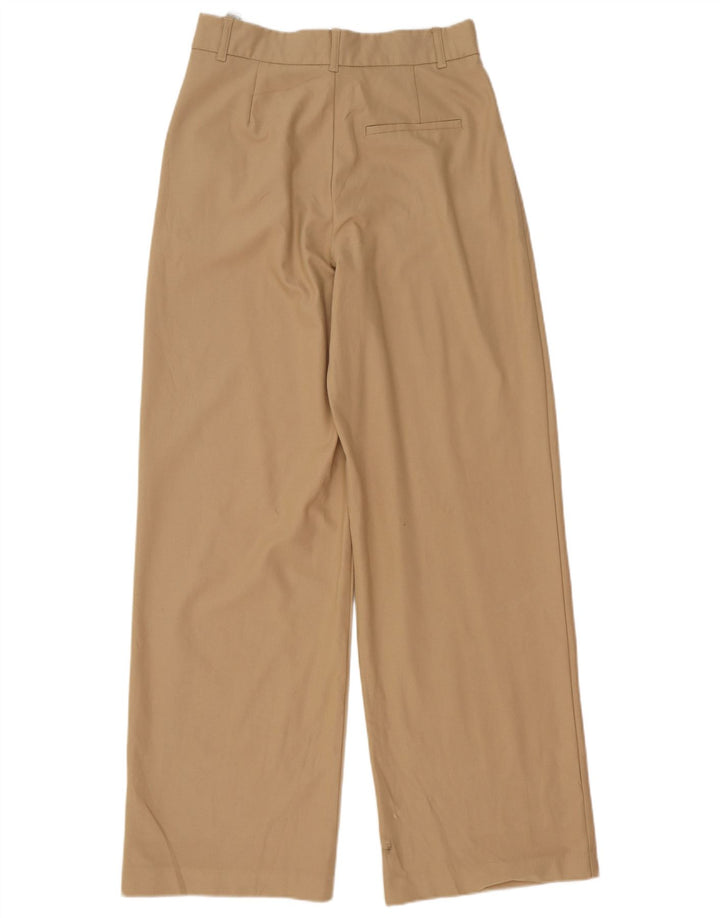 Zara Kvinder Casual Bukser med brede ben Små W27 L33 Beige Polyester