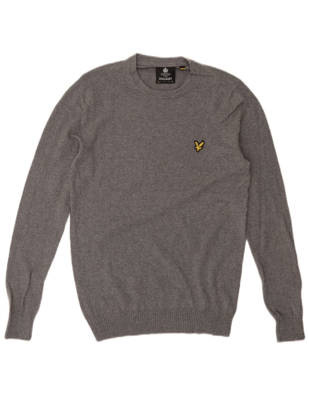 Lyle & Scott Herre sweater med rund hals XS grå bomuld