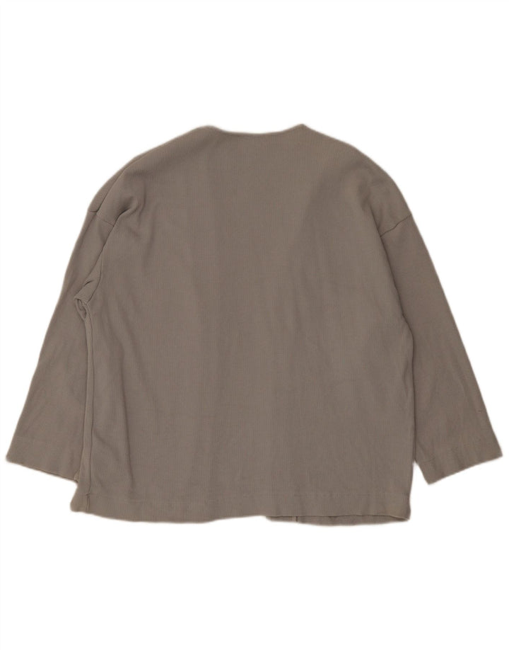 Zara Dame Oversized 3/4 Ærmet Åben Cardigan Sweater UK 10 Lille Grå