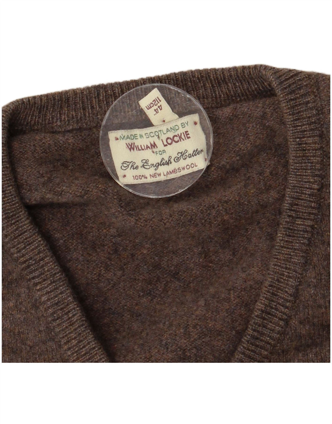 William Lockie Herre V-hals sweater Medium brun lammeuld
