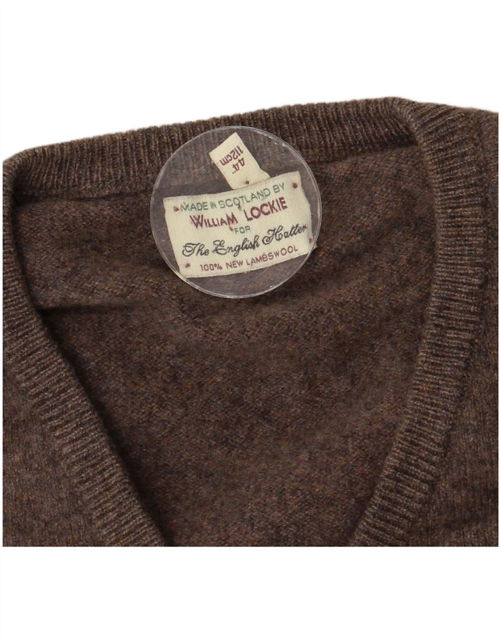 William Lockie Herre V-hals sweater Medium brun lammeuld
