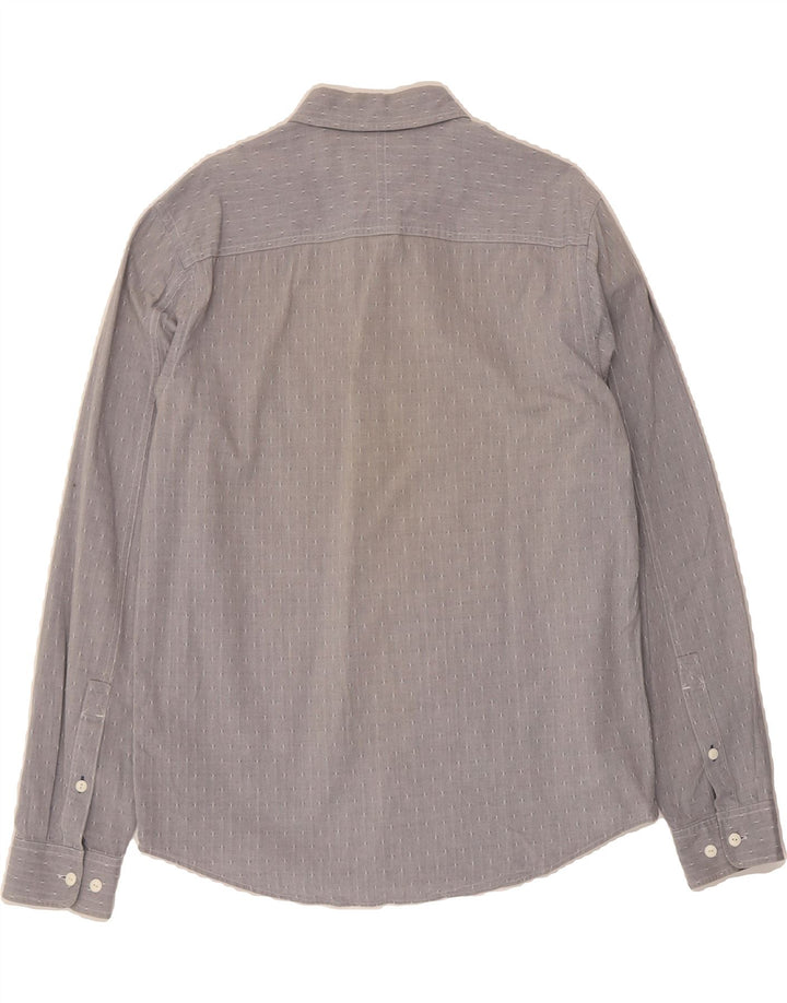 TIMBERLAND Mens Slim Fit Shirt Large Grey Spotted Cotton Vintage Timberland and Second-Hand Timberland from Messina Hembry 