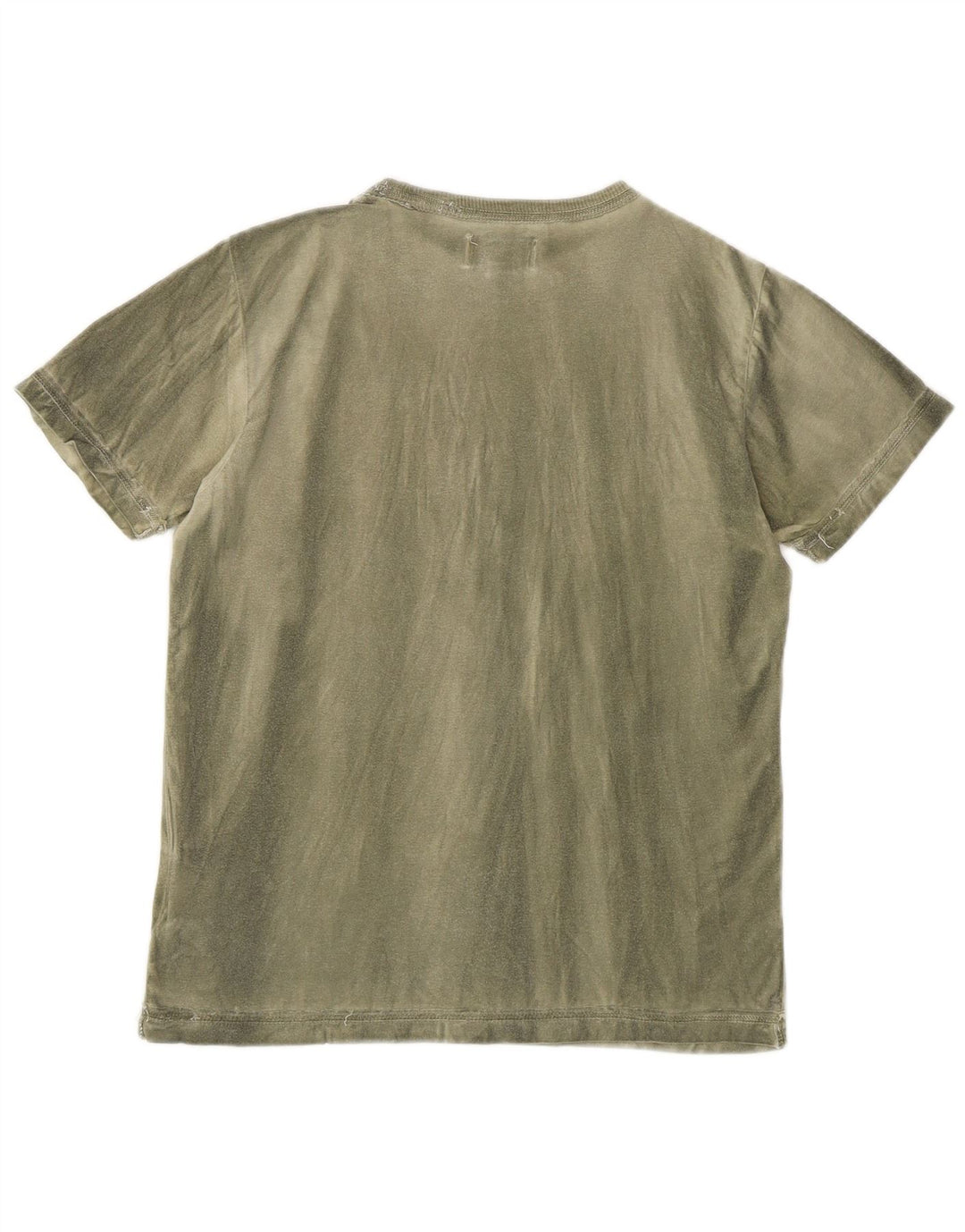 Diesel Dame Grafisk T-Shirt Top UK 14 Stor Khaki Tie Dye Bomuld
