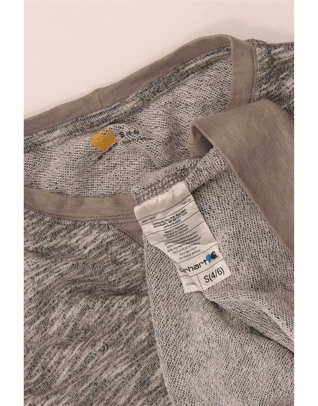 Carhartt Dame Sweatshirt Jumper US 4/6 Small Grey Flecked Bomuld