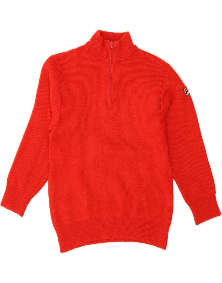 FILA Womens Zip Neck Jumper Sweater IT 50 XL Red Virgin Wool Vintage Fila and Second-Hand Fila from Messina Hembry 