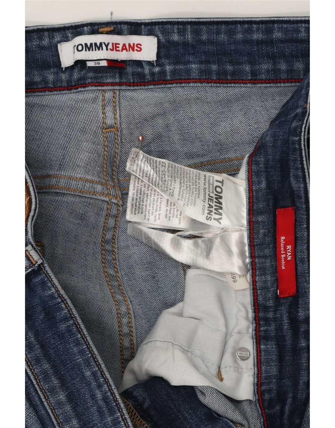 Tommy Hilfiger Mens Ryan Relaxed Fit Bootcut Jeans W36 L32 Blue Cotton