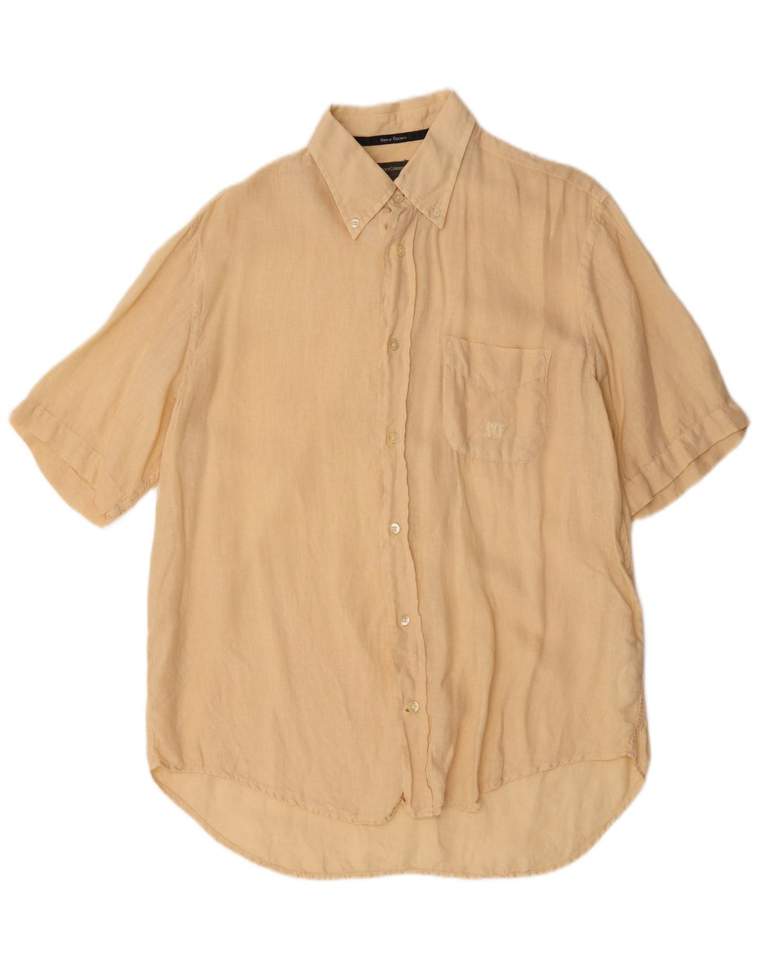 Henry Cottons Kortærmet Herreskjorte Størrelse 41 Medium Beige Linned