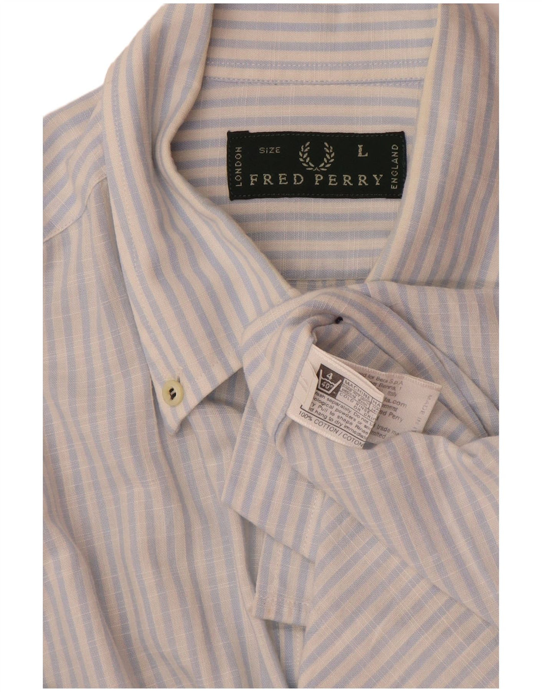 Fred Perry herreskjorte stor blå nålestribet bomuld