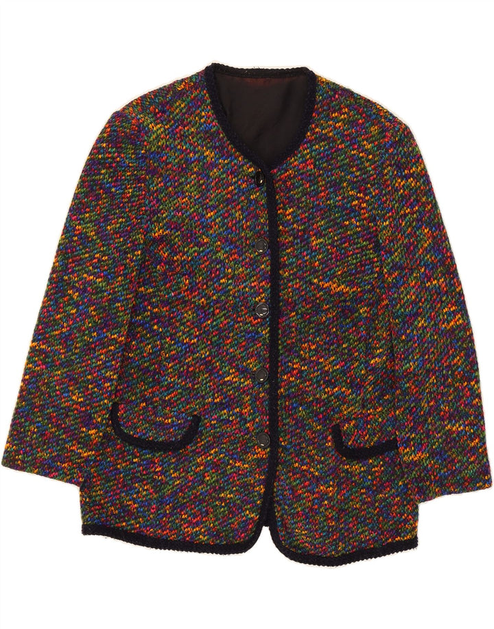 VINTAGE Womens 5 Button Blazer Jacket UK 14 Medium Multicoloured Flecked Vintage Vintage and Second-Hand Vintage from Messina Hembry 