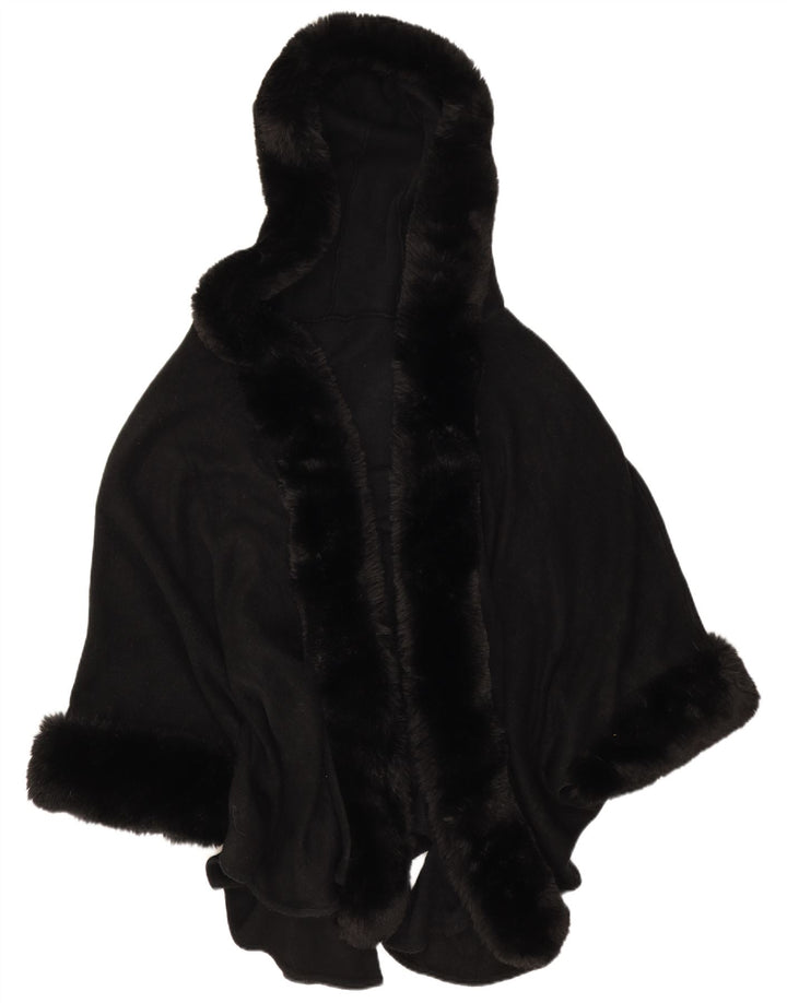 Vintage poncho frakke med åben hætte til kvinder One Size Sort