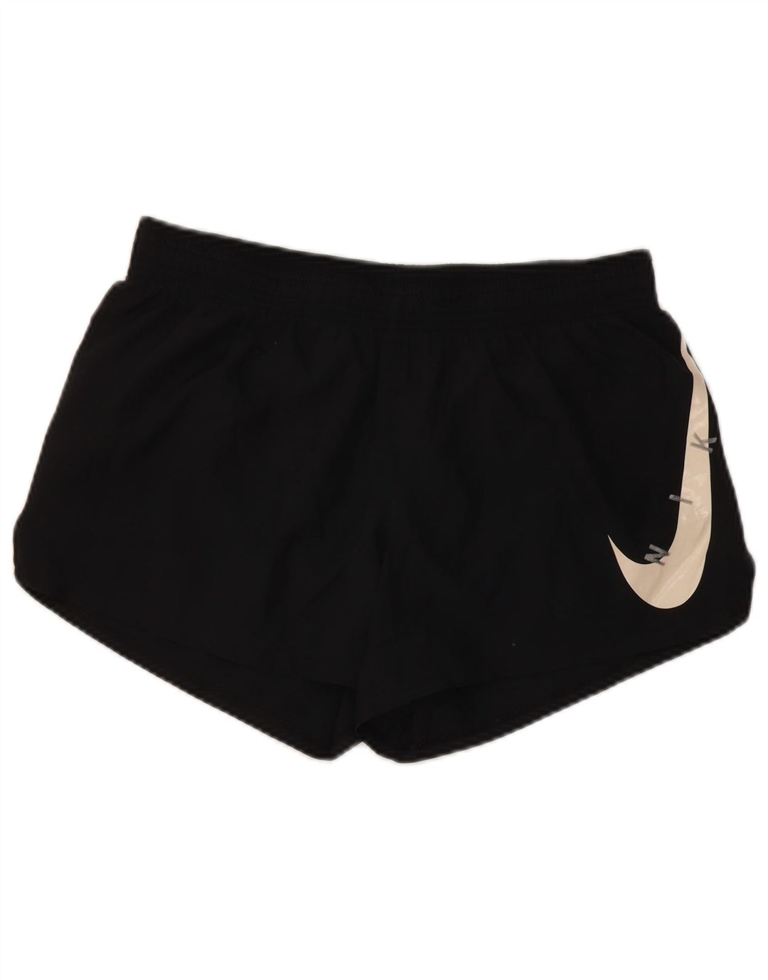 Nike Dame Dri Fit grafiske sportsshorts UK 14 Medium Sort Polyester