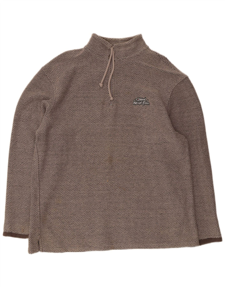 WEIRD FISH Sweatshirt med lynlås til mænd XL Grå bomuld