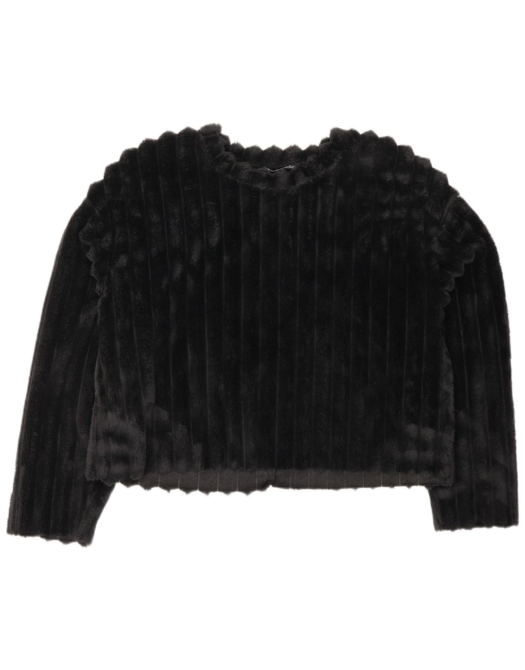 ZARA Dame Crop Fleece Jumper UK 14 Medium Sort