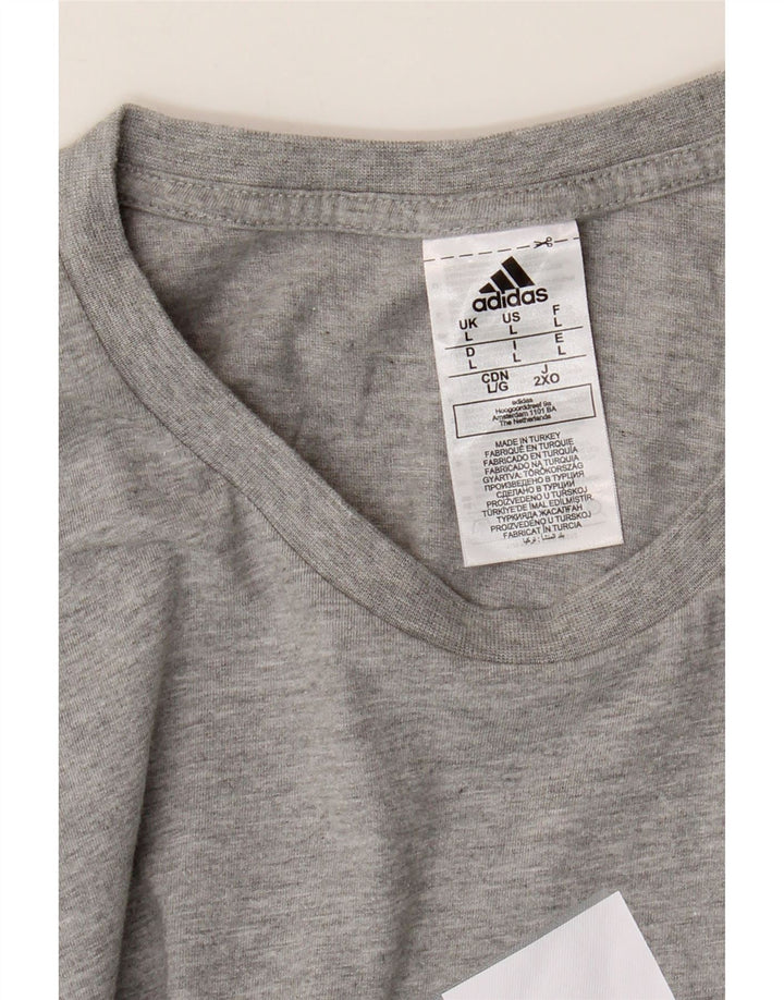 Adidas Herre Grafisk T-Shirt Top Stor Grå Bomuld