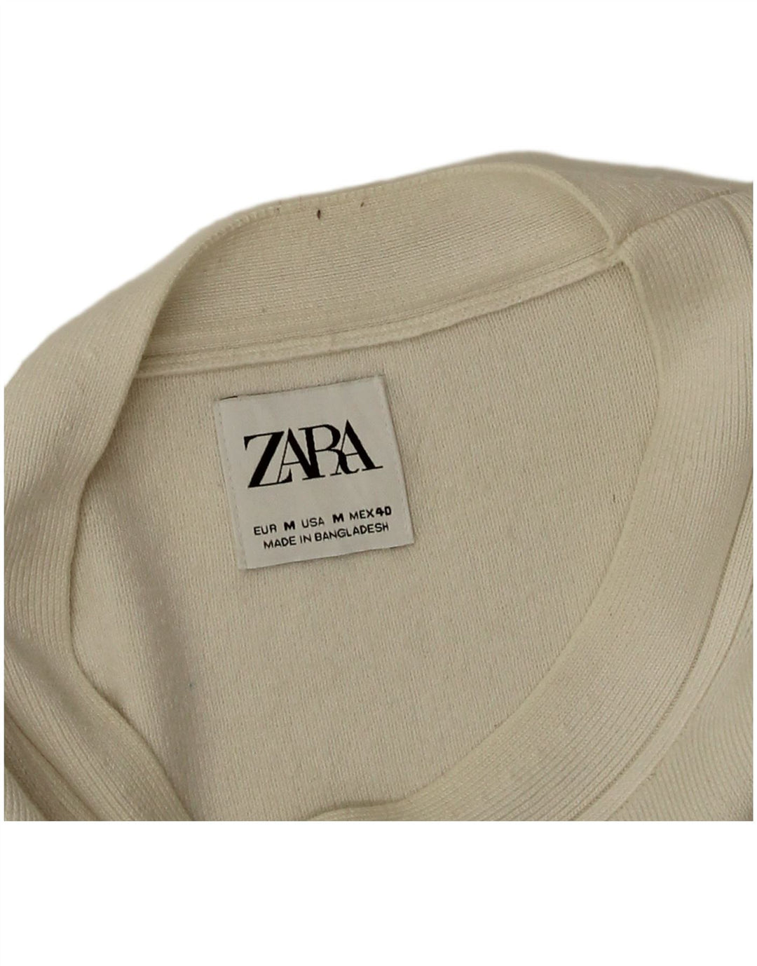 Zara Dame Boat Neck Jumper Sweater UK 14 Medium White Viscose