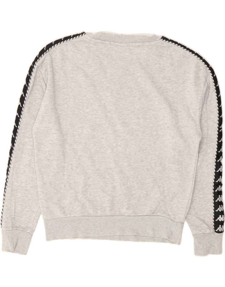 KAPPA Womens Graphic Sweatshirt Jumper UK 10 Small Grey Colourblock Vintage Kappa and Second-Hand Kappa from Messina Hembry 