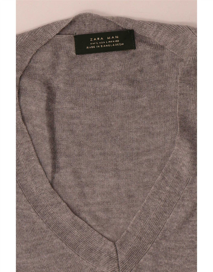 Zara Herre T-Shirt Top Stor Grå Flecked
