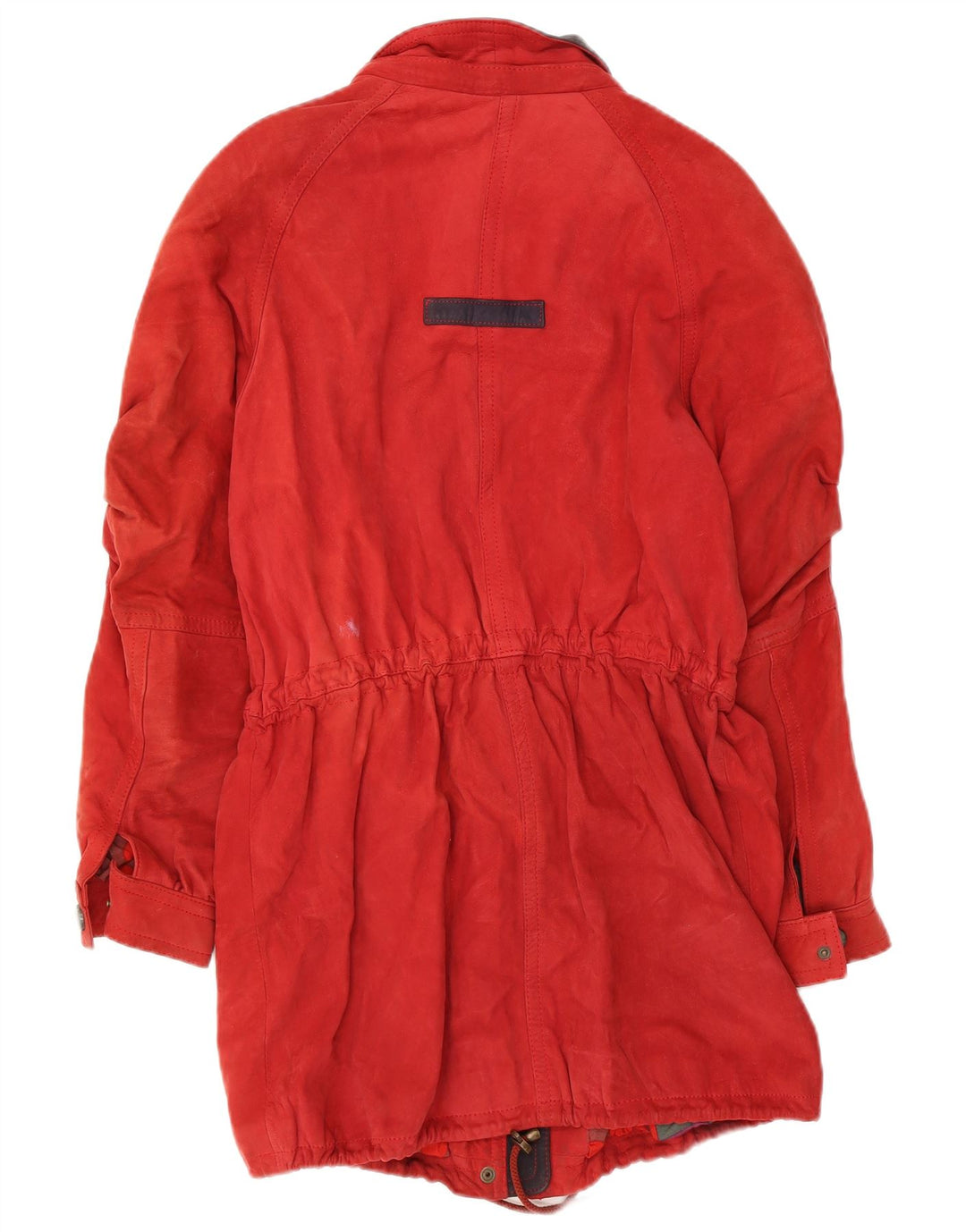 Vintage Dame Ruskind Oversized Overfrakke UK 10 Lille rødt læder