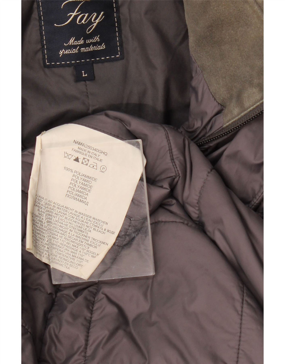 Fay Herre Polstret Jakke UK 40 Stor Grå Polyamid