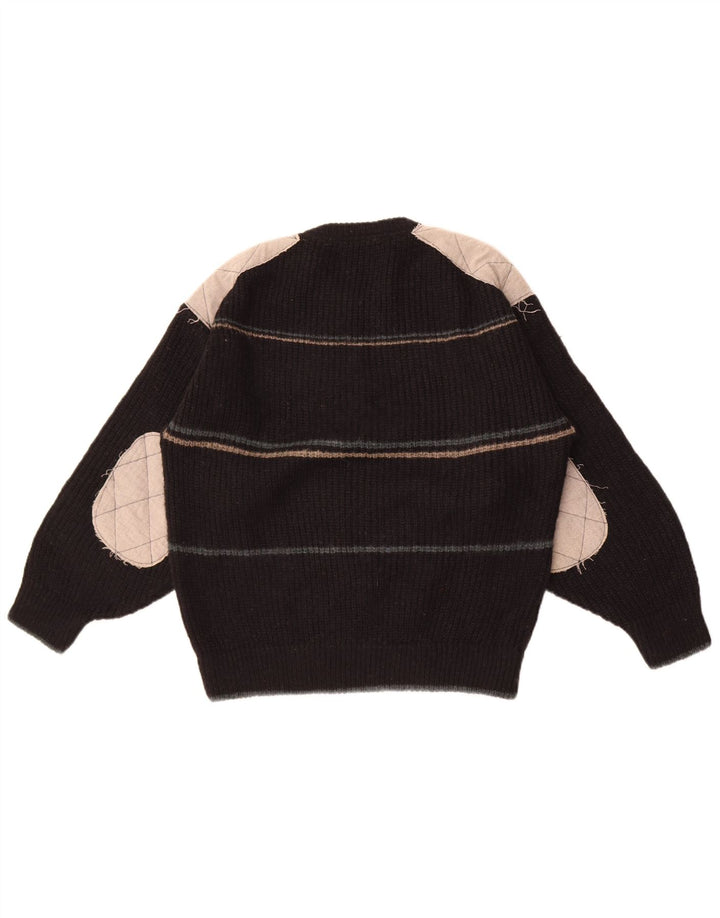 Vintage sweater med rund hals til mænd mellem sort farveblok