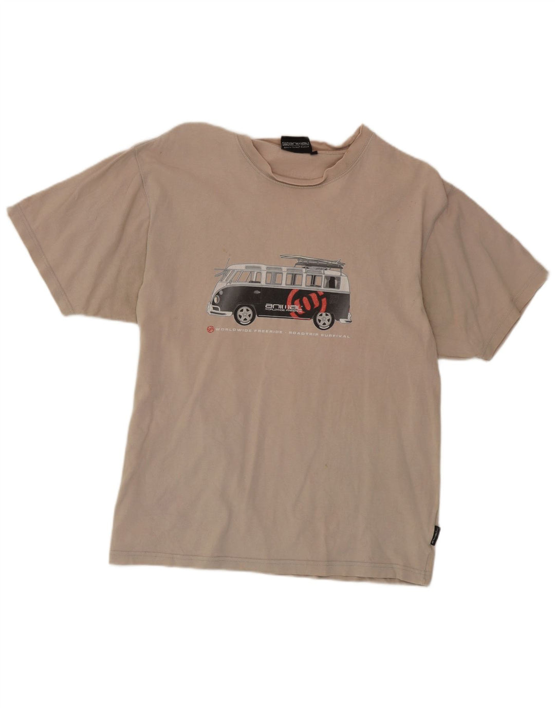 Animal Herre Grafisk T-Shirt Top Stor Beige Bomuld