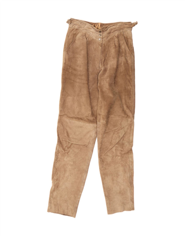 C & A Womens Slim Suede Casual Trousers EU 40 Medium W30 L34 Brown Leather Vintage C & A and Second-Hand C & A from Messina Hembry 
