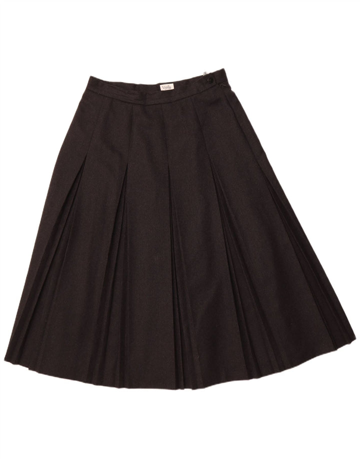 VIYELLA Plisseret nederdel til kvinder UK 16 Large W32 Grey New Wool