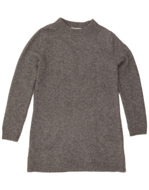 Zara Dame Langærmet Jumper Kjole UK 6 XS Grå Polyester