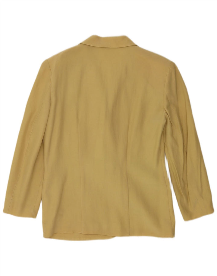 Vintage dame 3/4 ærmet blazerjakke IT 42 Medium Yellow Wool