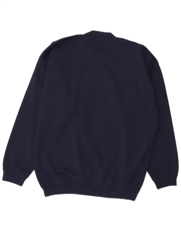 Vintage Herre Crew Neck Jumper Sweater EU 52 Large Navy Blue Polyacrylic
