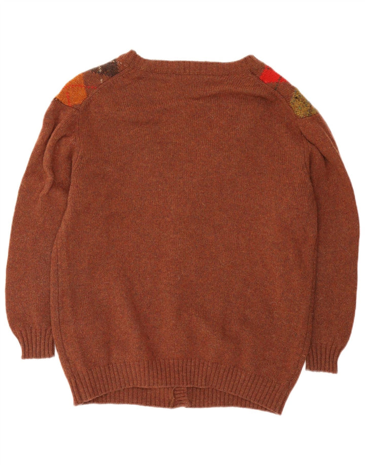 Henry Cottons Dame Cardigan Sweater IT 46 Large Brown Argyle/Diamond