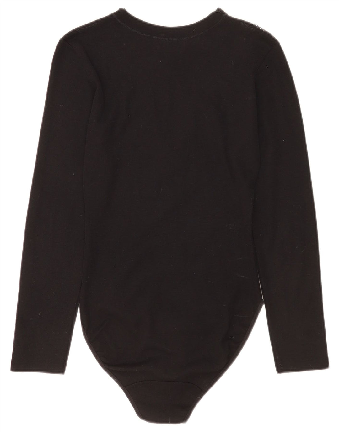 Vintage langærmet bodysuit til kvinder UK 2 2XS Black Virgin Wool
