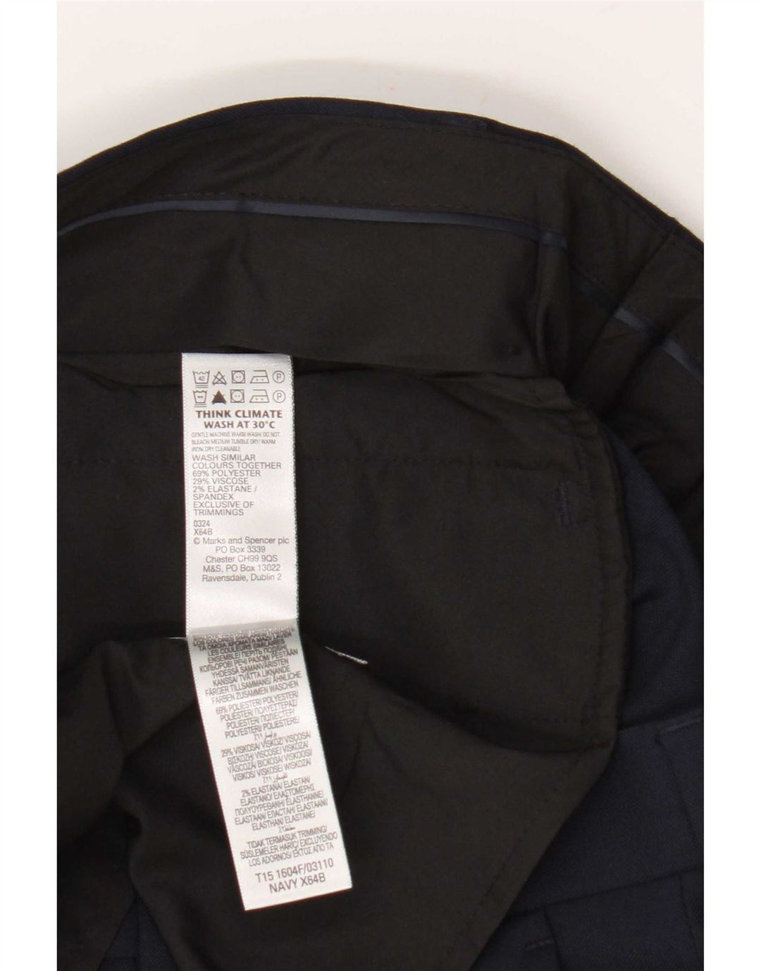 Marks & Spencer Herre Slim Fit Casual Bukser W30 L31 Marineblå polyester