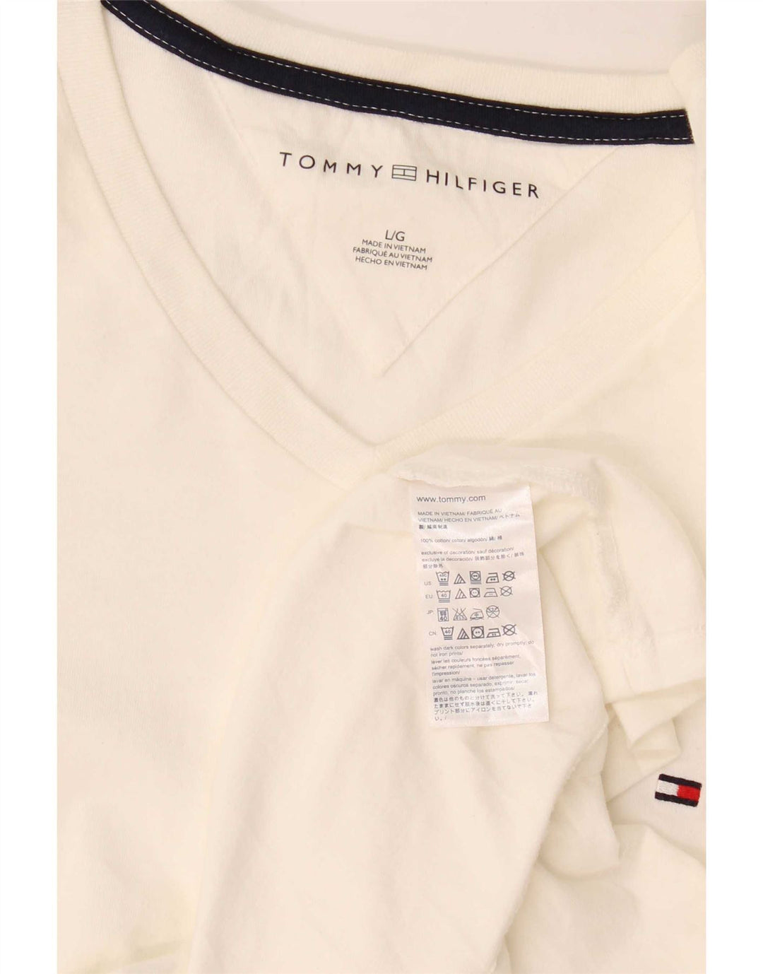 Tommy Hilfiger Herre T-Shirt Top Stor Hvid Bomuld