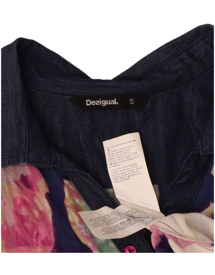 Desigual Dame Pullover Shirt Bluse UK 10 Small Multicolored Floral