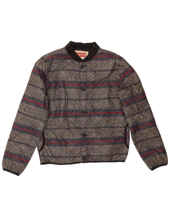 Levi's Herre quiltet jakke UK 40 Stor gråstribet bomuld