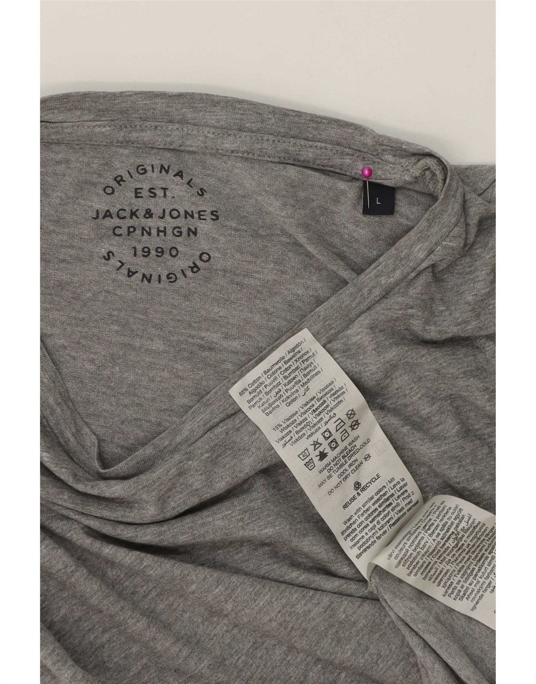 Jack & Jones Herre T-Shirt Top Stor Grå Flecked Bomuld