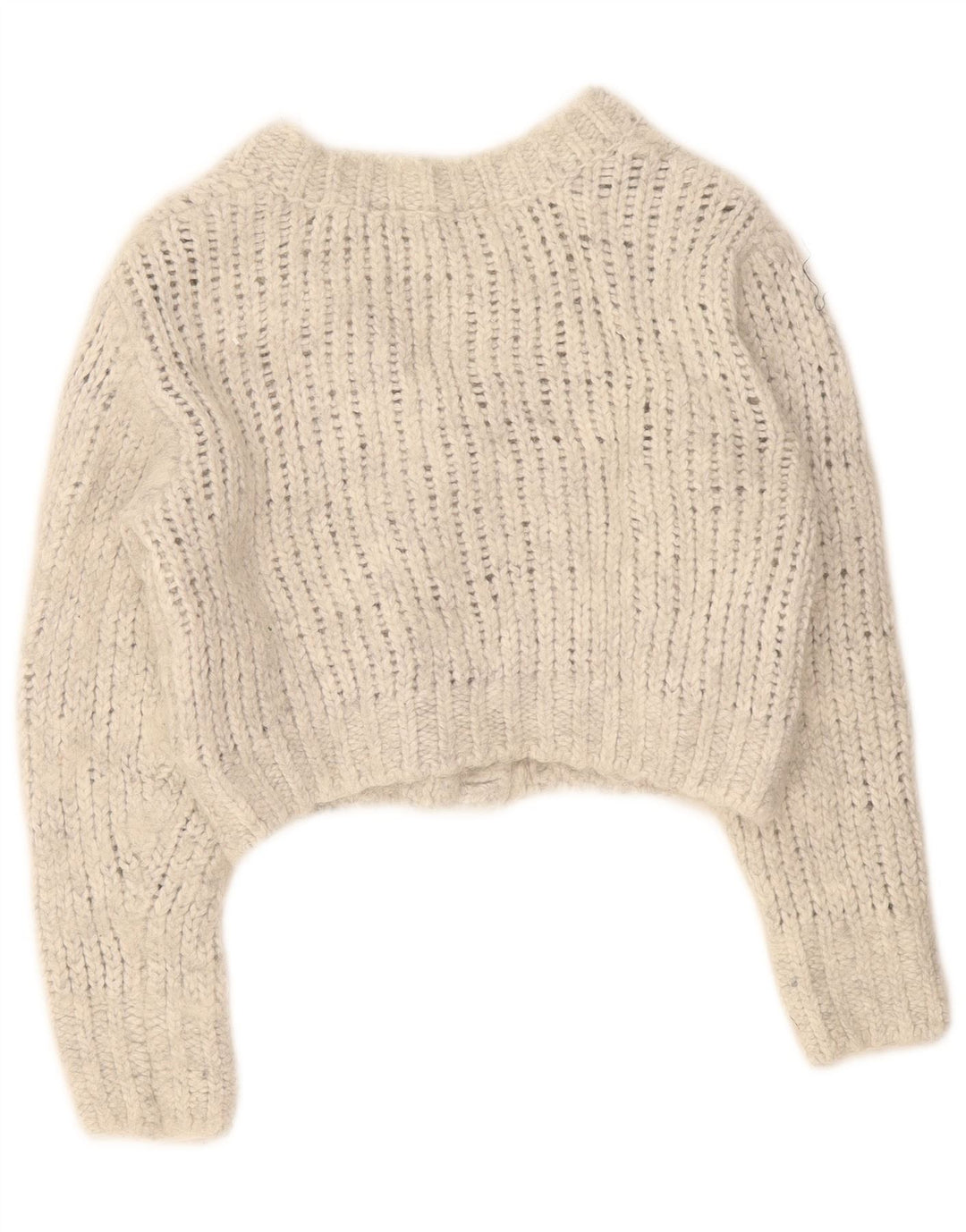 Zara Womens Crop Cardigan Sweater UK 10 Small Grå Nylon