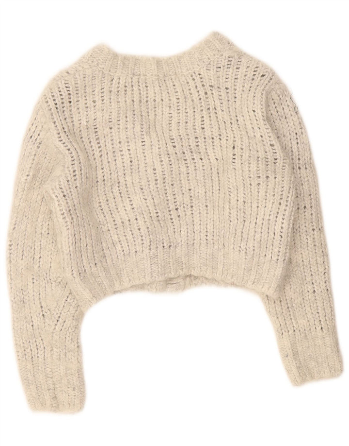 Zara Womens Crop Cardigan Sweater UK 10 Small Grå Nylon