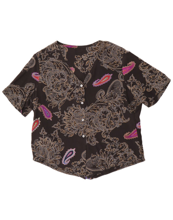 Vintage kvinders 2-delt nederdel Sæt UK 16 Large W34 Black Paisley