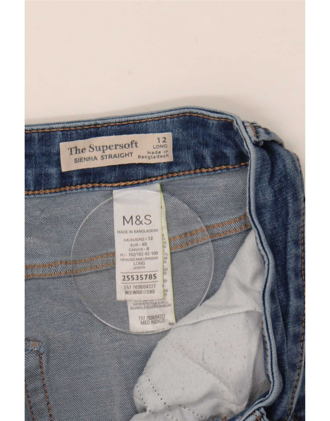 Marks & Spencer Dame Sienna Straight Jeans UK 12 Medium W30 L31 Blue