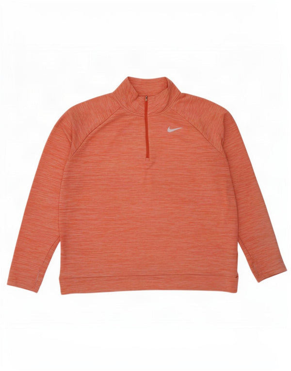 Nike Dri Fit Sweatshirt med lynlås til kvinder UK 18 XL Orange Flecked