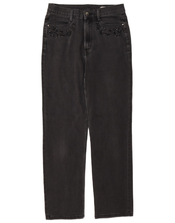 Marks & Spencer Dame Straight Jeans UK 10 Small W27 L28 Grå Bomuld