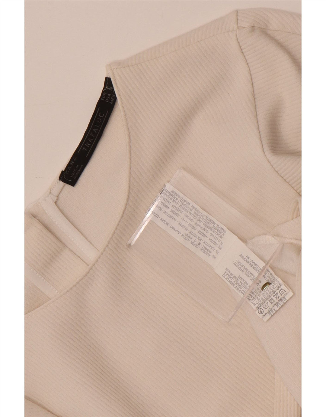 Zara Dame Bluse Top UK 14 Medium White Bomuld