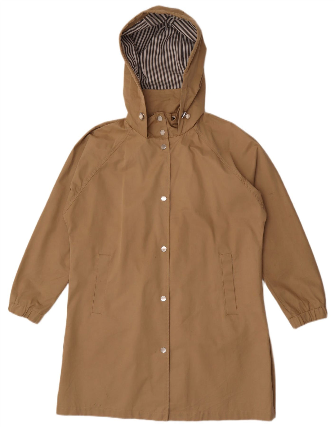 Zara Dame Hætte Oversized Regnfrakke UK 10 Small Beige